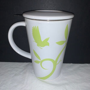 DAVIDsTEA White Lime Green Bird Leaf Tea Mug with Infuser One Size